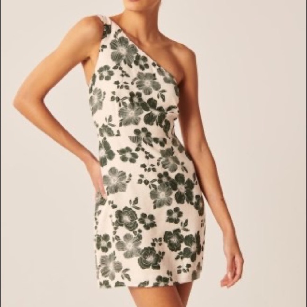 Abercrombie & Fitch One Shoulder Linen-Blend Dress